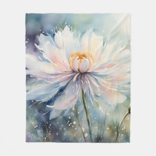 Couverture Polaire Aquarelle à fleurs blanches