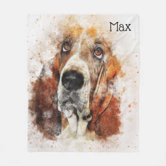 Couverture Polaire Aquarelle à la mode Basset Hound personnalisé