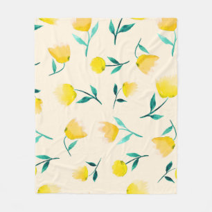 Couverture Polaire Aquarelle Abstrait Motif de pivoine florale