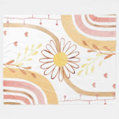 Couverture Polaire Aquarelle Abstraite Fleur botanique et Arc-en-ciel (Devant (Horizontal))