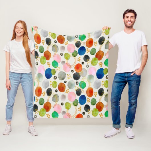 Couverture Polaire Aquarelle Abstraite Gold Parties scintillant Art (En situation)