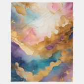 Couverture Polaire Aquarelle Abstraite peinture biologique or (Devant)