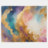 Couverture Polaire Aquarelle Abstraite peinture biologique or (Devant (Horizontal))