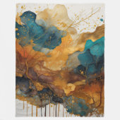 Couverture Polaire Aquarelle Abstraite peinture de paysage or (Devant)