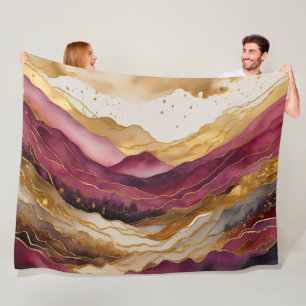 Couverture Polaire Aquarelle Abstraite peinture de paysage or