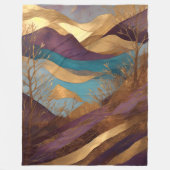 Couverture Polaire Aquarelle Abstraite peinture de paysage or (Devant)