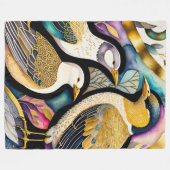 Couverture Polaire Aquarelle Abstraite Peinture des oiseaux (Devant (Horizontal))