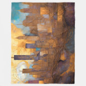 Couverture Polaire Aquarelle Abstraite Peinture Gold Cityscape (Devant)