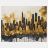 Couverture Polaire Aquarelle Abstraite Peinture Gold Cityscape (Devant (Horizontal))