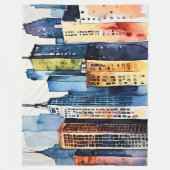 Couverture Polaire Aquarelle Abstraite peinture moderne paysage (Devant)