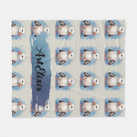Couverture Polaire Aquarelle Albatros Kawaii Imprimer (Devant (Horizontal))