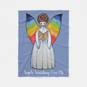 Couverture Polaire Aquarelle Angel Avec Arcs-En-Ciel Lire Un Livre