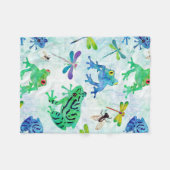 Couverture Polaire Aquarelle Arbre Grenouilles Dragonfly Nature (Devant (Horizontal))