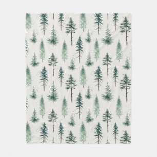 Couverture Polaire Aquarelle Arbres de Noël Motif de vacances