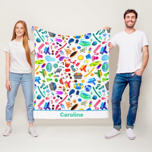 Couverture Polaire Aquarelle arc-en-ciel Motif pour enfants (En situation)