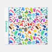 Couverture Polaire Aquarelle arc-en-ciel Motif pour enfants (Devant (Horizontal))