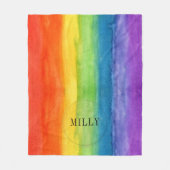 Couverture Polaire Aquarelle arc-en-ciel Nom personnalisé moderne (Devant)