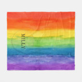 Couverture Polaire Aquarelle arc-en-ciel Nom personnalisé moderne (Devant (Horizontal))