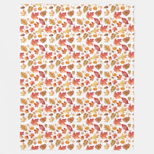 Couverture Polaire Aquarelle Automne Feuilles Automne Motif sans join (Devant)