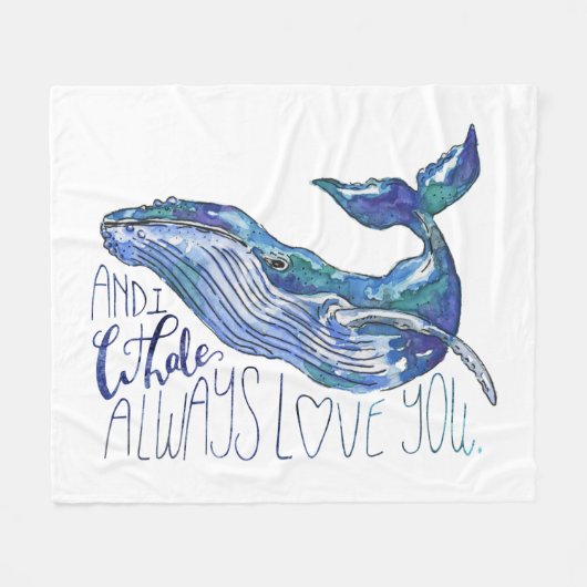 Couverture Polaire Aquarelle Baleine - I Whale Toujours Vous Aimez (Devant (Horizontal))