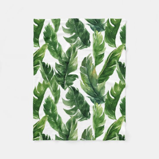 Couverture Polaire Aquarelle Banane Feuilles Tropical Fleece Blanket (Devant)