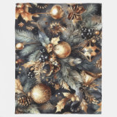 Couverture Polaire Aquarelle Black Gold Motifs de Noël (Devant)