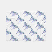 Couverture Polaire aquarelle bleu bleu pourpre papillon (Devant (Horizontal))