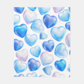 Couverture Polaire Aquarelle Bleu Coeur Blanche (Devant)