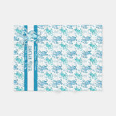 Couverture Polaire Aquarelle bleu et Turquoise Nom de la pieuvre (Devant (Horizontal))