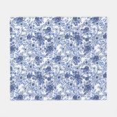 Couverture Polaire Aquarelle bleu motif floral (Devant (Horizontal))