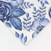 Couverture Polaire Aquarelle bleu motif floral (Coin)