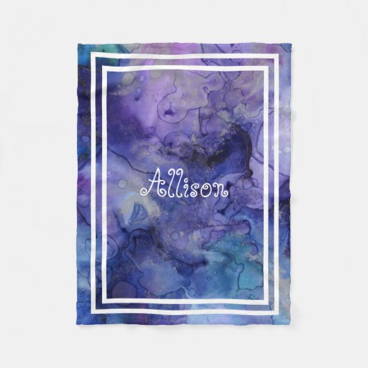 Couverture Polaire Aquarelle bleu mou mou Personnalisée Filles (Devant)