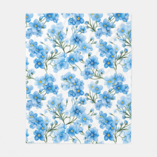 Couverture Polaire Aquarelle Bleu Oubliez-moi pas Motif Fleur