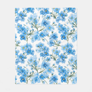 Couverture Polaire Aquarelle Bleu Oubliez-moi pas Motif Fleur