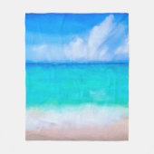 Couverture Polaire Aquarelle bleu turquoise de la plage tropicale (Devant)