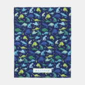 Couverture Polaire Aquarelle bleu vert Dinosaur personnalisé pour enf (Devant)