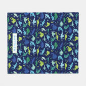 Couverture Polaire Aquarelle bleu vert Dinosaur personnalisé pour enf (Devant (Horizontal))