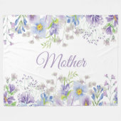 Couverture Polaire Aquarelle bleu violet mère florale (Devant (Horizontal))