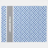 Couverture Polaire Aquarelle bleue En vichy Plaid À damiers Nom du ga (Devant (Horizontal))