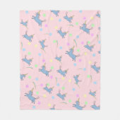 Couverture Polaire Aquarelle bleue mignonne Unicorne arc-en-ciel étoi (Devant)