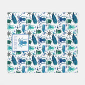Couverture Polaire Aquarelle bleue Nautique Sous La Mer Octopus (Devant (Horizontal))