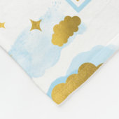 Couverture Polaire Aquarelle bleue Nuages Gold Stars Sky (Coin)