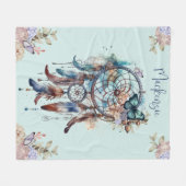 Couverture Polaire Aquarelle Boho Dreamcatcher Nom personnalisé (Devant (Horizontal))