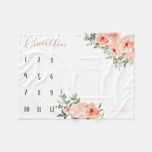 Couverture Polaire Aquarelle Boho jalon de pêche (Devant (Horizontal))