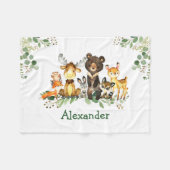 Couverture Polaire Aquarelle Bois Animaux forestiers (Devant (Horizontal))