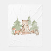 Couverture Polaire Aquarelle Bois Forêt Animaux Nourriture Chambre (Devant)