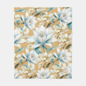 Couverture Polaire Aquarelle botanique bleu blanc lily floral (Devant)