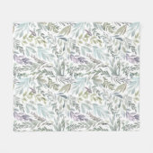 Couverture Polaire Aquarelle botanique bleu vert (Devant (Horizontal))