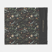 Couverture Polaire Aquarelle botanique floral moody noir moderne (Devant (Horizontal))