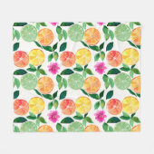 Couverture Polaire Aquarelle botanique Fruit d'agrumes floraux (Devant (Horizontal))